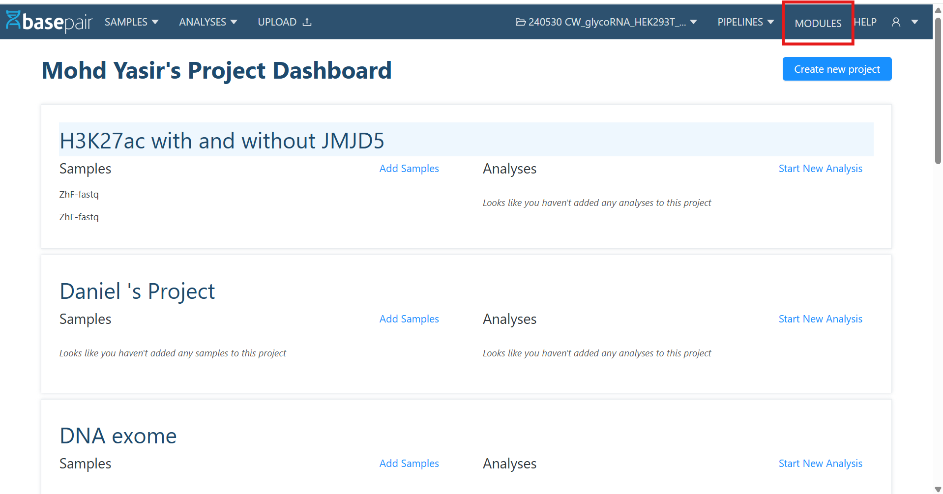 Module List Page — screenshot